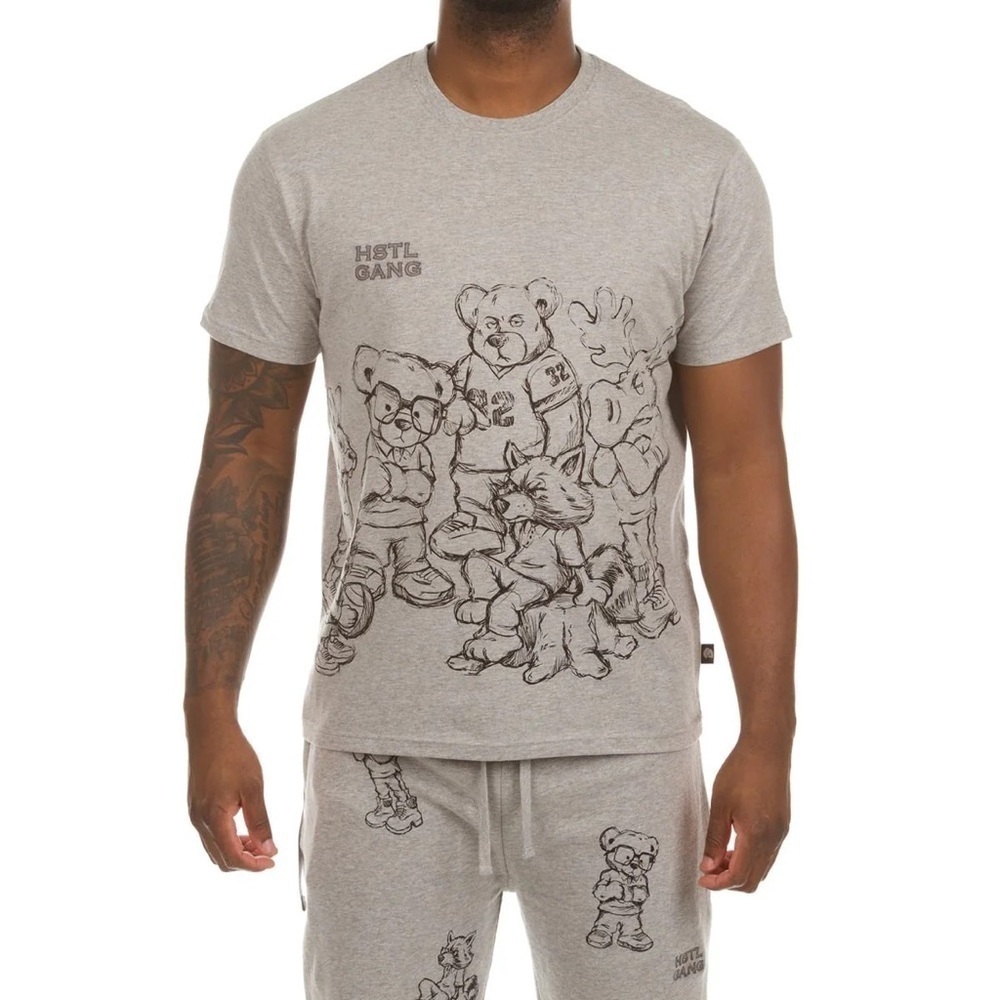 Hustle Gang Gray Bears Graphic Tee